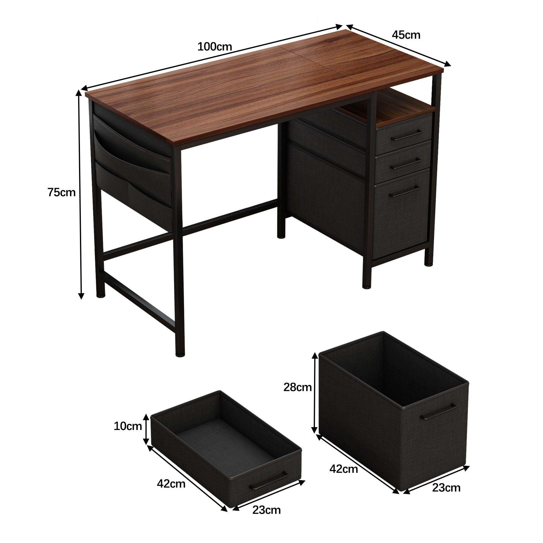 Computer Desk with Drawers and Shelf