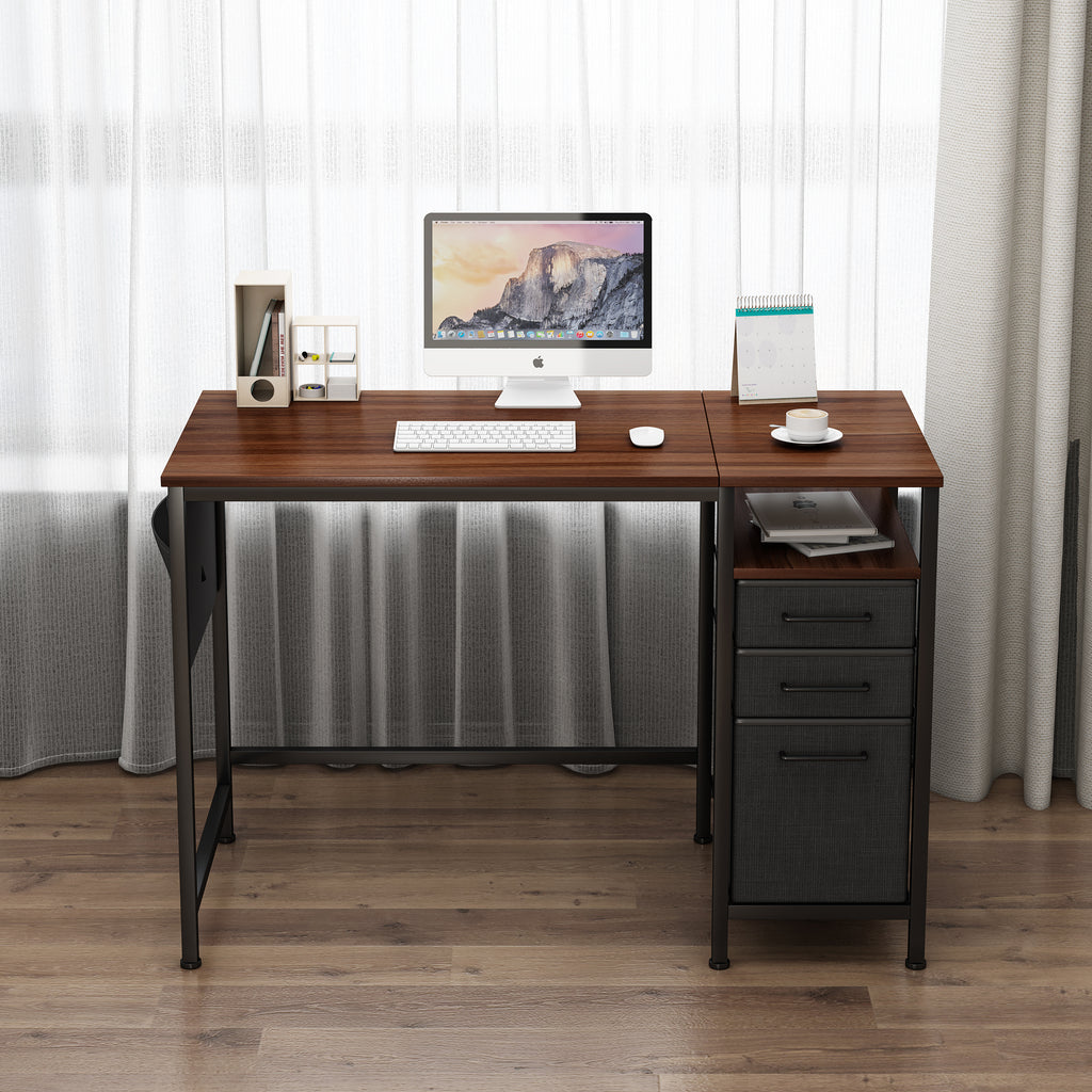 Computer Desk with Drawers and Shelf
