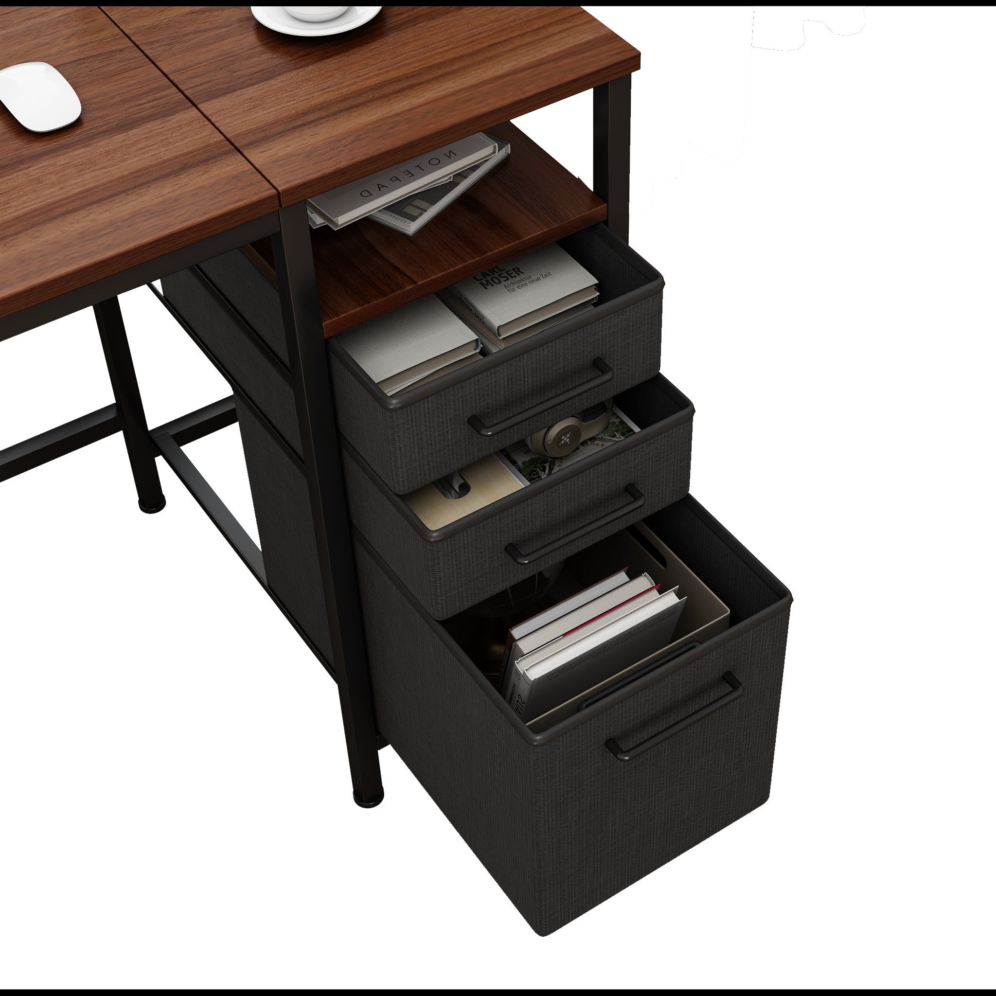 Computer Desk with Drawers and Shelf