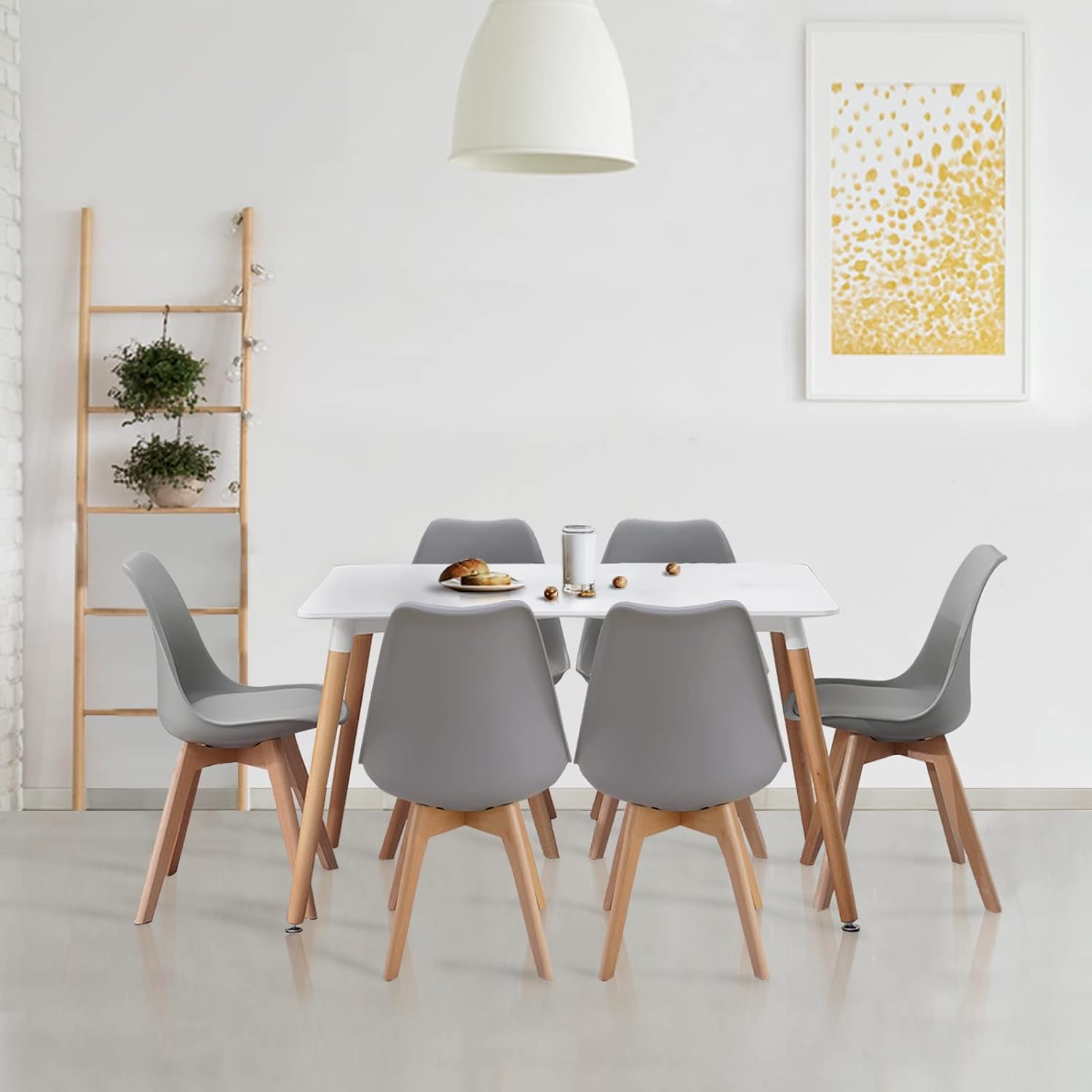 Modern Dining Table And 6 Padded Chairs