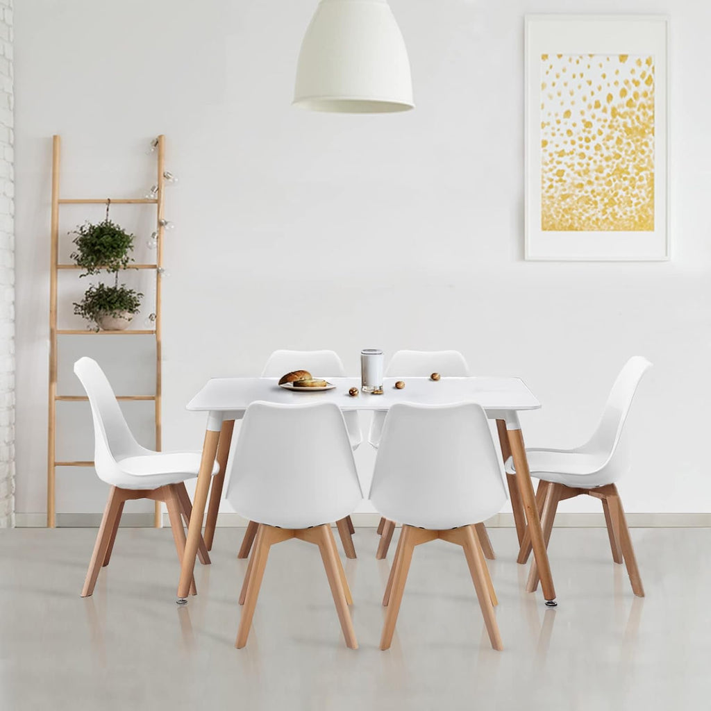 Modern Dining Table And 6 Padded Chairs