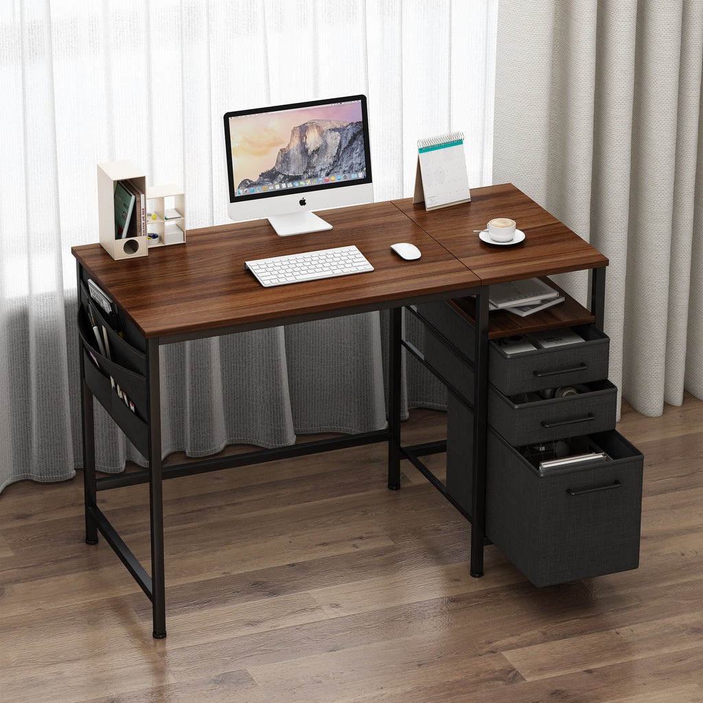 Computer Desk with Drawers and Shelf