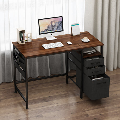 Computer Desk with Drawers and Shelf