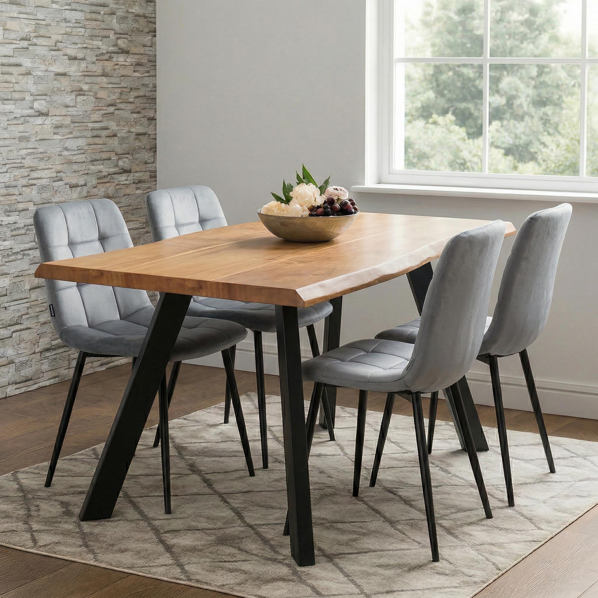 Dining Table and Chairs Set 4- Dining Table and Chairs - Set of Dining Table and 4 Velvet Chairs- Dining Room Set