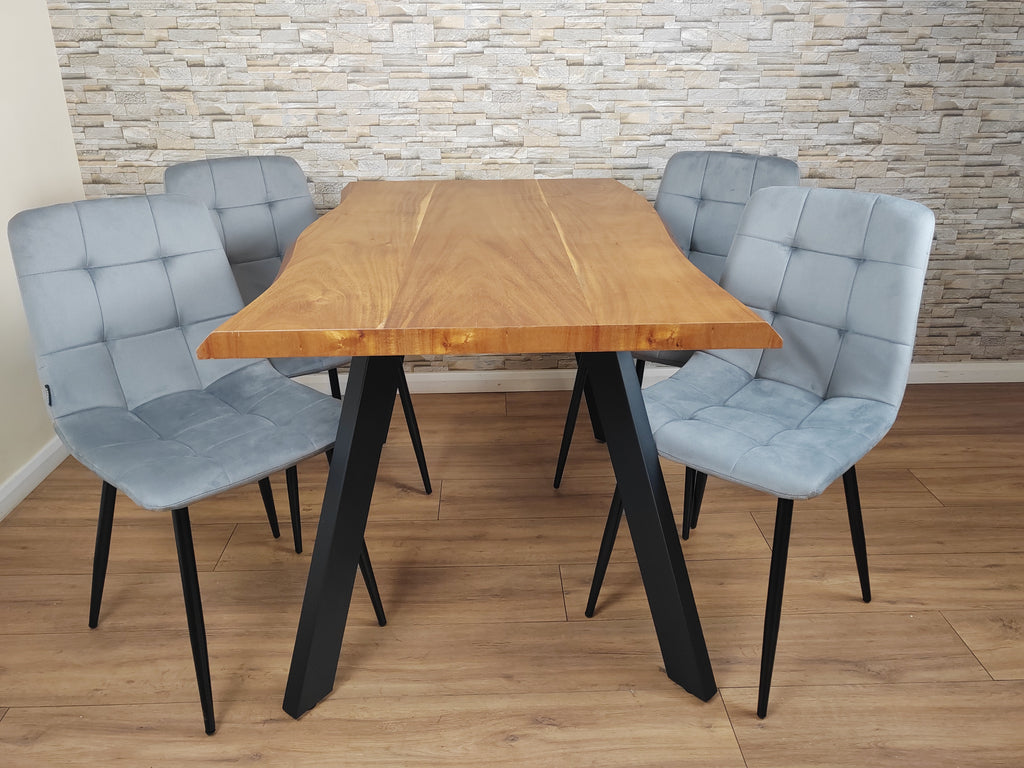 Dining Table and Chairs Set 4- Dining Table and Chairs - Set of Dining Table and 4 Velvet Chairs- Dining Room Set