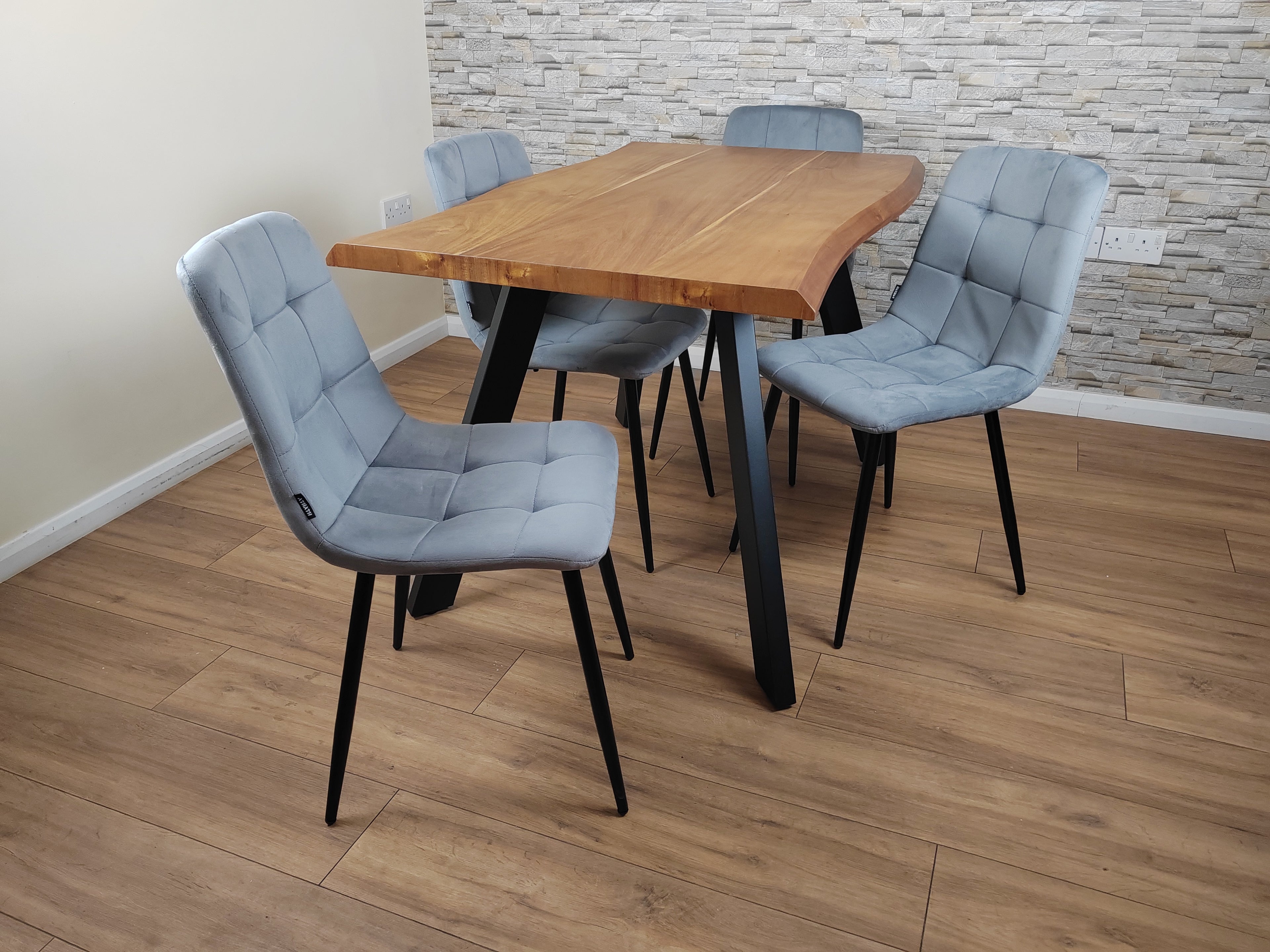 Dining Table and Chairs Set 4- Dining Table and Chairs - Set of Dining Table and 4 Velvet Chairs- Dining Room Set