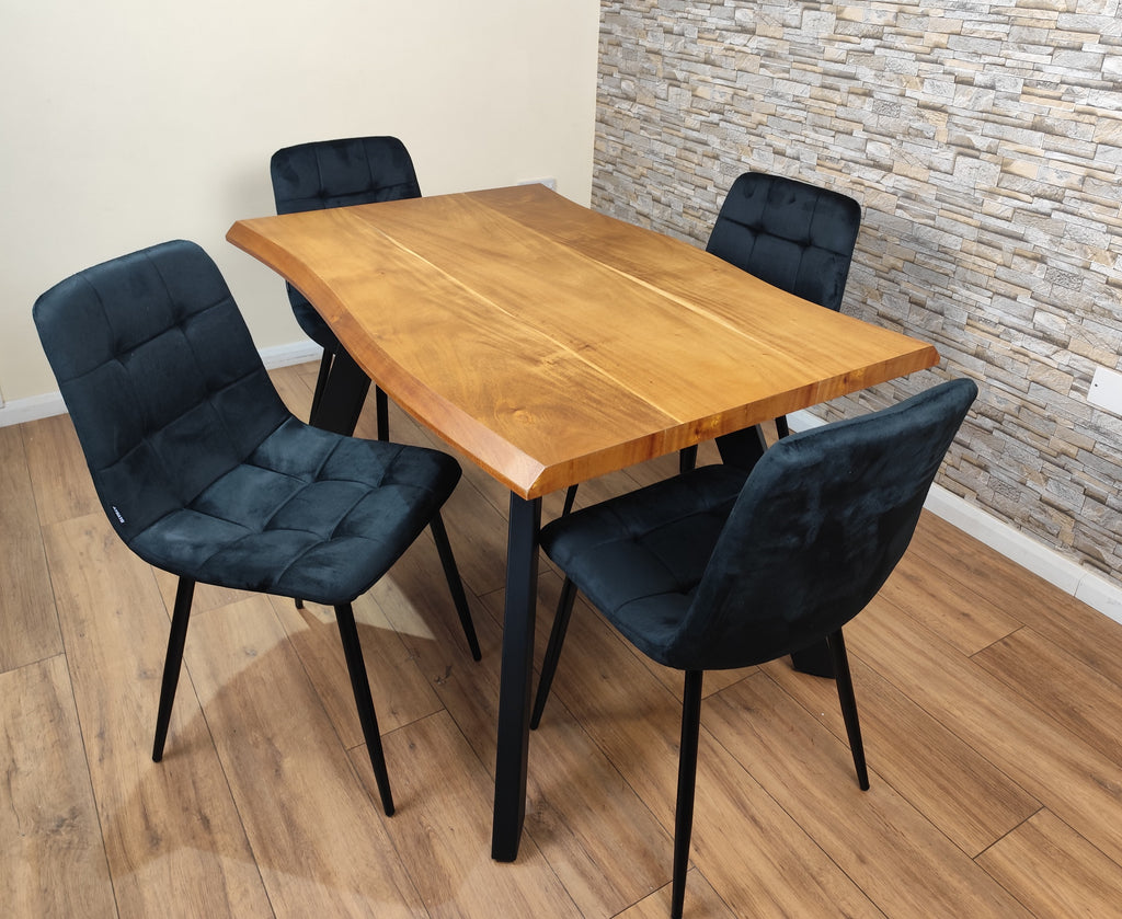 Dining Table and Chairs Set 4- Dining Table and Chairs - Set of Dining Table and 4 Velvet Chairs- Dining Room Set