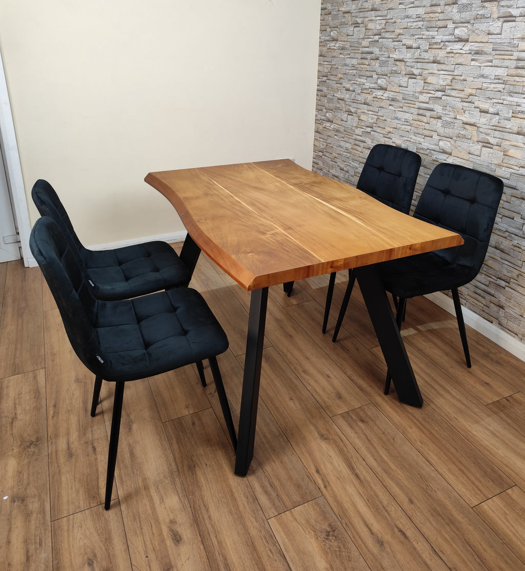 Dining Table and Chairs Set 4- Dining Table and Chairs - Set of Dining Table and 4 Velvet Chairs- Dining Room Set