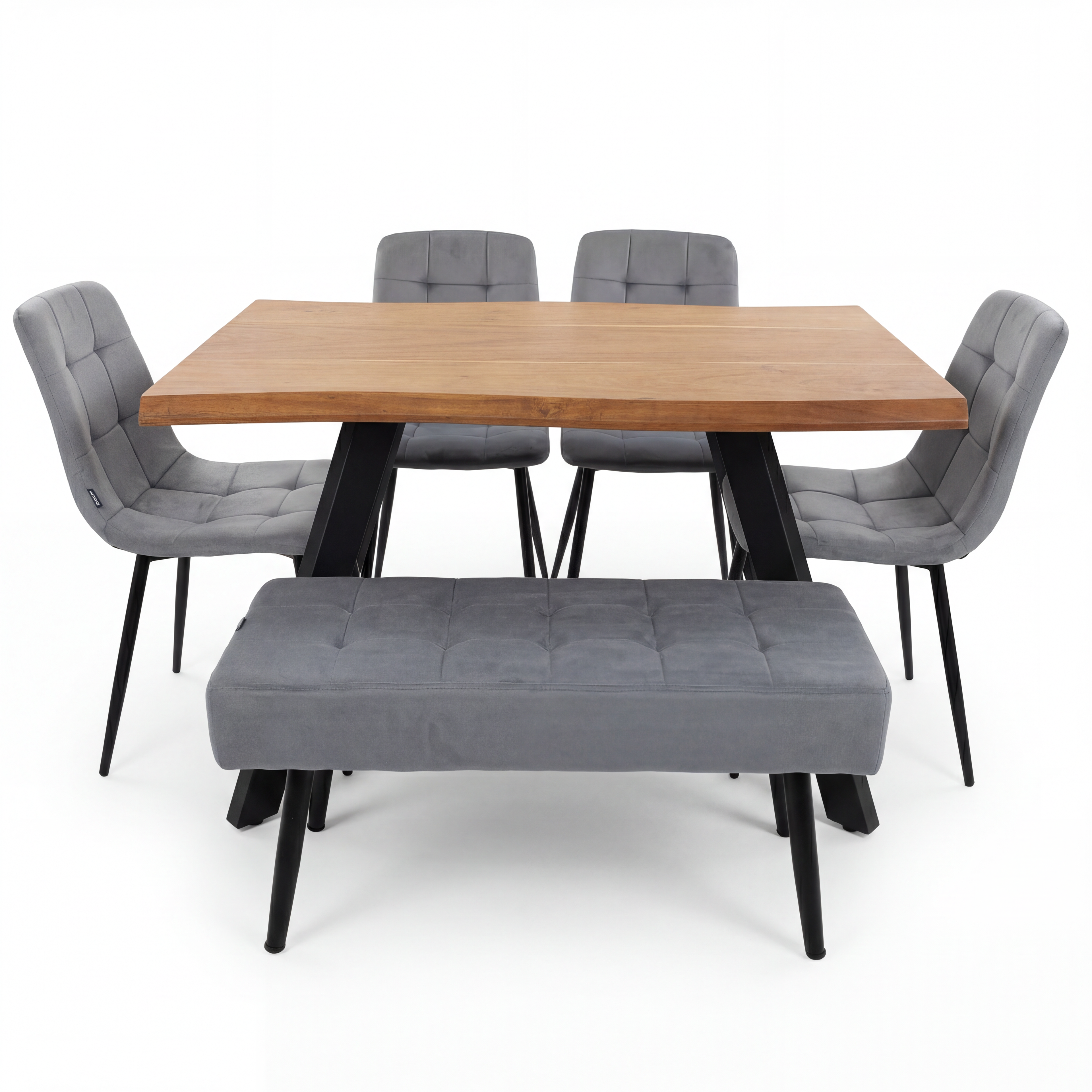 Dining Table and Chairs Set 4 with Bench - Dining Table and Chairs with Bench - Set of Dining Table and 4 Velvet Chairs with Velvet Bench - Dining Room Set