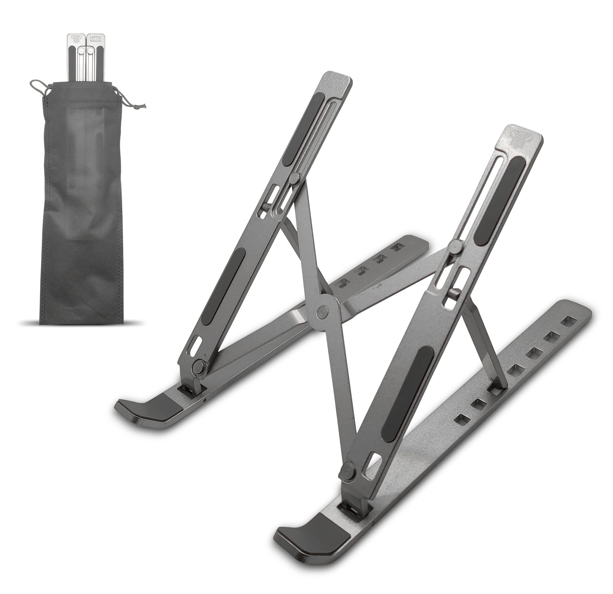 Foldable aluminium laptop riser to ventilated